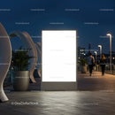 Illuminated Urban Billboard on Modern City Walkway