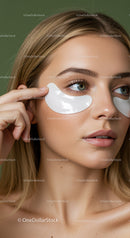 Young Woman in Skincare Routine with Under-Eye Patches
