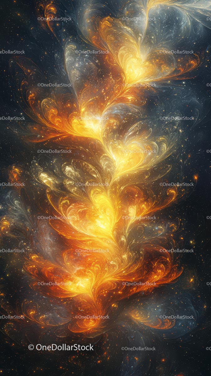 Abstract Fiery Light Swirls and Cosmic Explosion Art