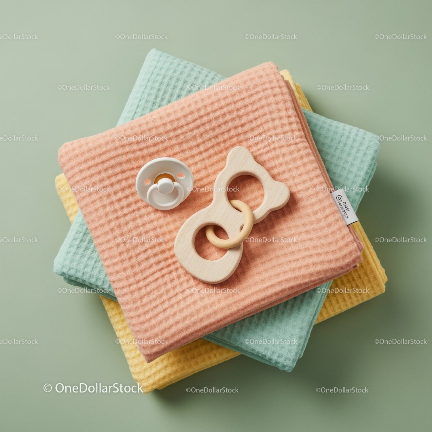 Soft baby blankets with pacifier and wooden toy