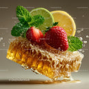 Fresh Honeycomb with Strawberries and Lime Garnish