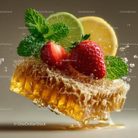 Fresh Honeycomb with Strawberries and Lime Garnish