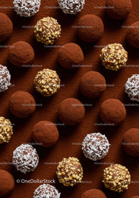 Assorted Chocolate Truffles with Coconut and Nuts Coating