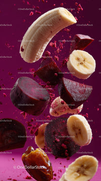 Colorful Fruit Slices and Berries Falling in a Vibrant Scene