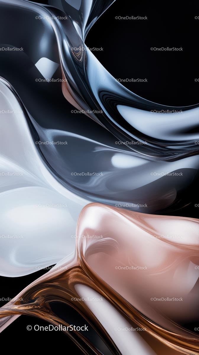 Elegant Abstract Metallic Swirls with Fluid Motion and Seamless Curves