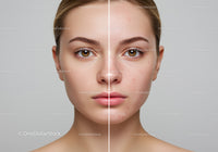 Portrait of a Young Woman Before and After Skincare Treatment