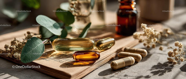 Herbal Supplements with Capsules and Botanical Extracts for Natural Wellness