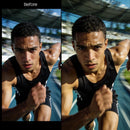 Before and after Sporty LUT Pack effect