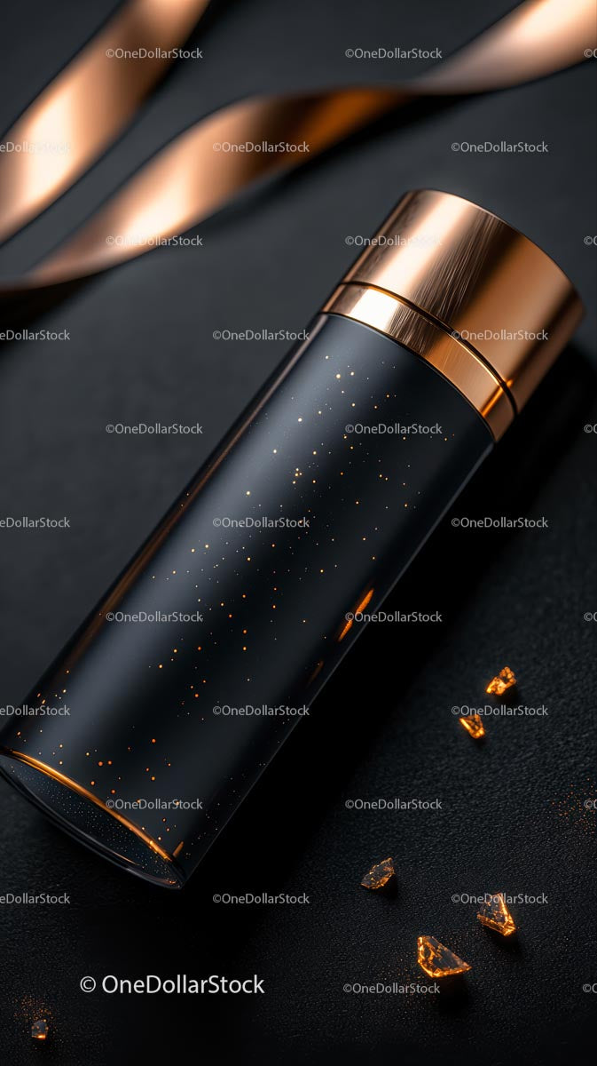 Elegant Black and Gold Deluxe Thermal Bottle with Star Pattern
