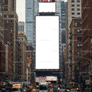 Busy Urban Street with Large Blank Billboards in City