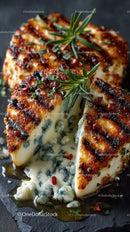 Artisan Blue Cheese Wheel on Dark Rustic Surface in Gourmet Food Setting
