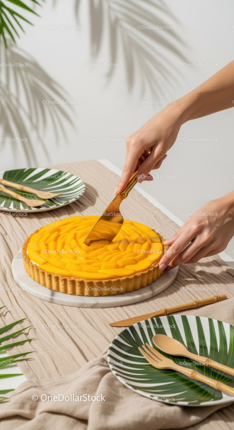 Mango Tart with Fresh Mango Slices and Crisp Pastry Crust