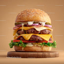 Gourmet Double Beef Cheeseburger with Fresh Vegetables