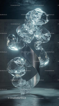 Futuristic Ice Sculptures Art Installation with Glowing Effects