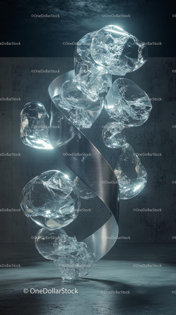 Futuristic Ice Sculptures Art Installation with Glowing Effects
