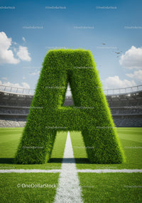 Green Grass Letter A on Soccer Field Center Line