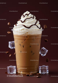 Iced Coffee with Whipped Cream and Chocolate Drizzle
