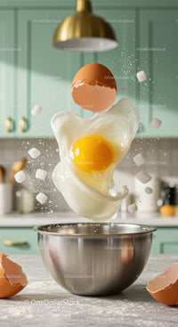 Capturing Fresh Egg Cracking in Modern Kitchen
