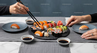 Colorful Sushi Platter with Assorted Sushi Rolls and Nigiri