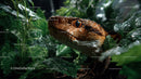 Close-Up of a Camouflaged Snake in Dense Jungle Foliage