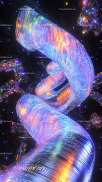 Colorful Illuminated DNA Helix with Sparkling Light Effects