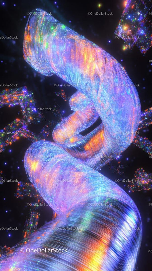Colorful Illuminated DNA Helix with Sparkling Light Effects