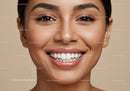 Close-up of joyful woman with radiant smile