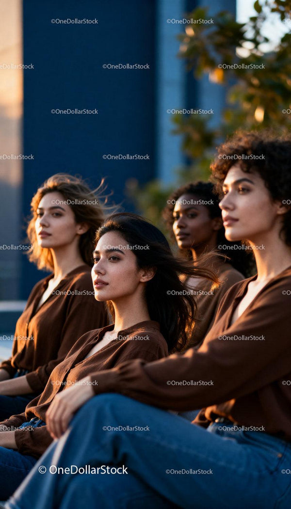 Diverse women enjoying sunset together outdoors