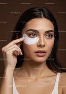 Young Woman Applying Under Eye Patch for Skin Rejuvenation