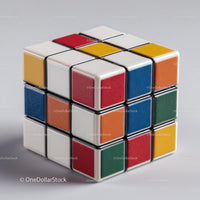 Colorful Rubik's Cube with Vibrant Red, Blue, Green, Yellow, and White Colors