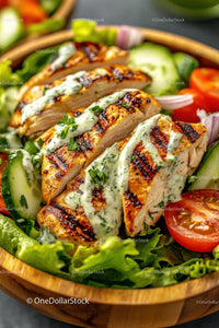 Grilled Chicken with Fresh Vegetable Salad and Herb Dressing