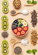 Colorful smoothie bowl with fresh fruit and superfoods