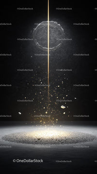 Spectacular Particle Explosion with Light Beam in a Dark Background