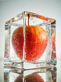 Red Apple Encased in Sparkling Ice Cube