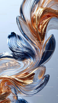 Abstract Swirling Glass Art with Metallic Colors for Modern Design