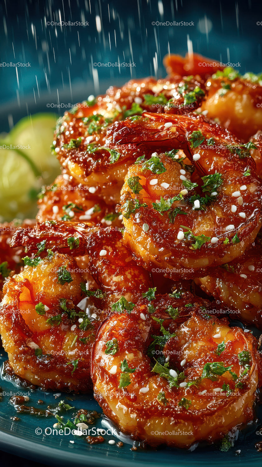 Close-up of Juicy Barbecue Chicken Wings with Fresh Lime and Herbs