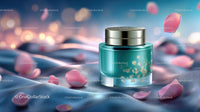 Luxury Cosmetic Jar Surrounded by Delicate Rose Petals