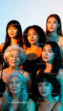 Diverse women embracing beauty across generations