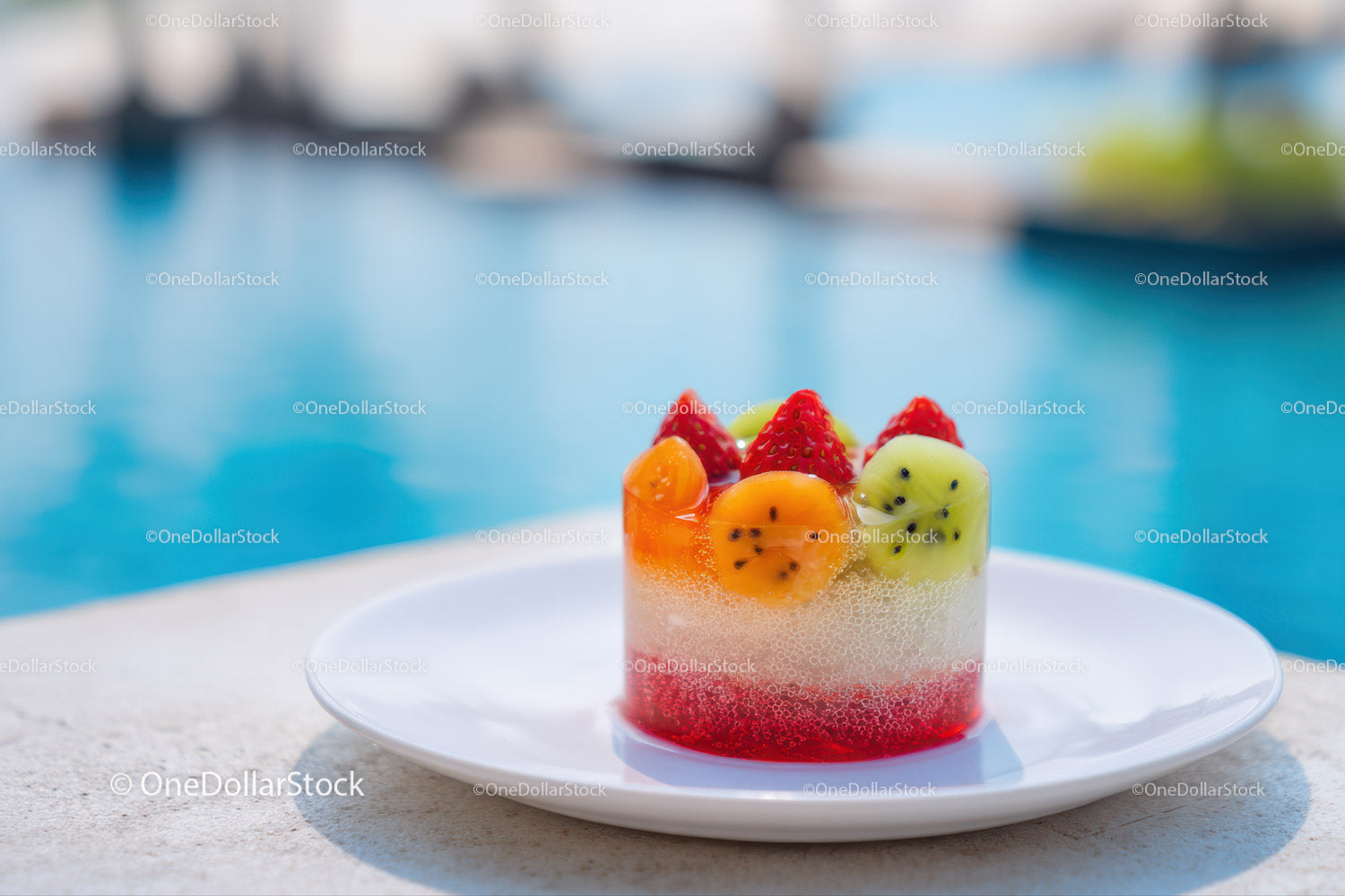 Colorful Mixed Fruit Salad with Strawberries and Kiwi