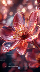 Elegant Metallic Flower Sculpture with Shiny Glass Petals