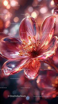 Elegant Metallic Flower Sculpture with Shiny Glass Petals