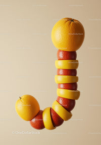 Creative Letter J Shaped from Orange and Grapefruit Slices