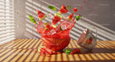 Watermelon Splash with Ice and Fresh Mint Leaves