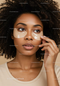 Close-up of a Woman Applying Under-Eye Patches for Beauty Care