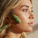 Close-up of Woman Using Jade Roller for Skin Rejuvenation