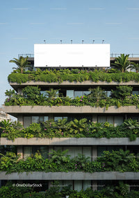 Modern building with lush green vertical gardens
