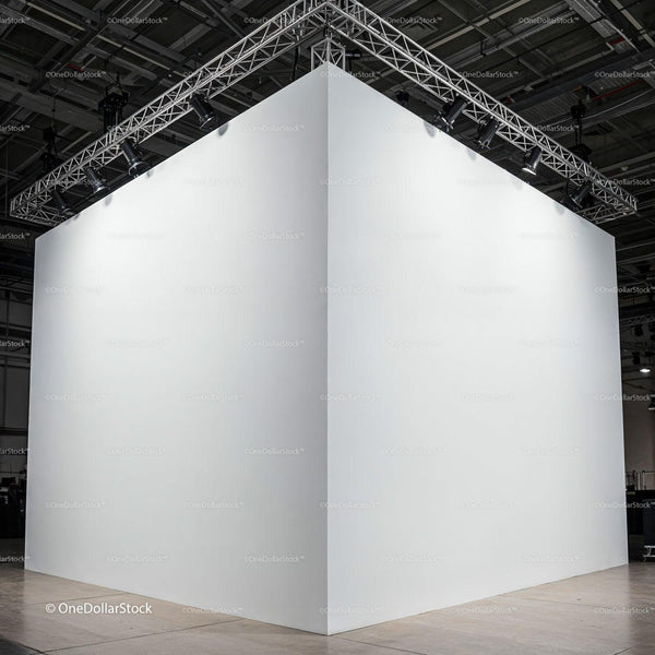 Large blank white panels in industrial studio space JPG Mockup Image