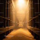 Industrial grain storage silo with sunlight streaming
