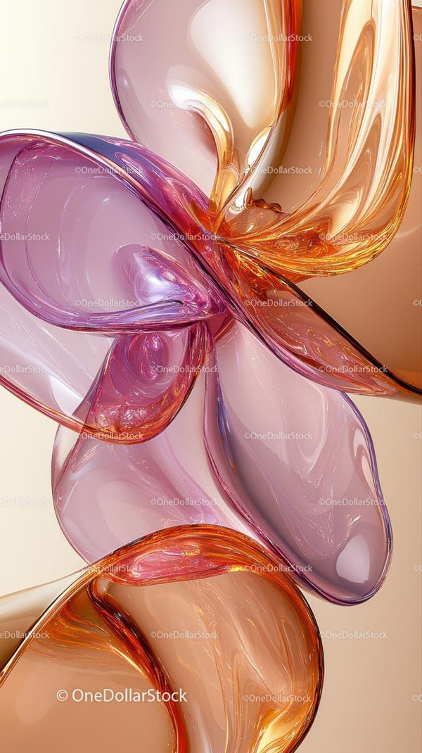 Abstract Glass Art with Fluid Curves and Vibrant Colors