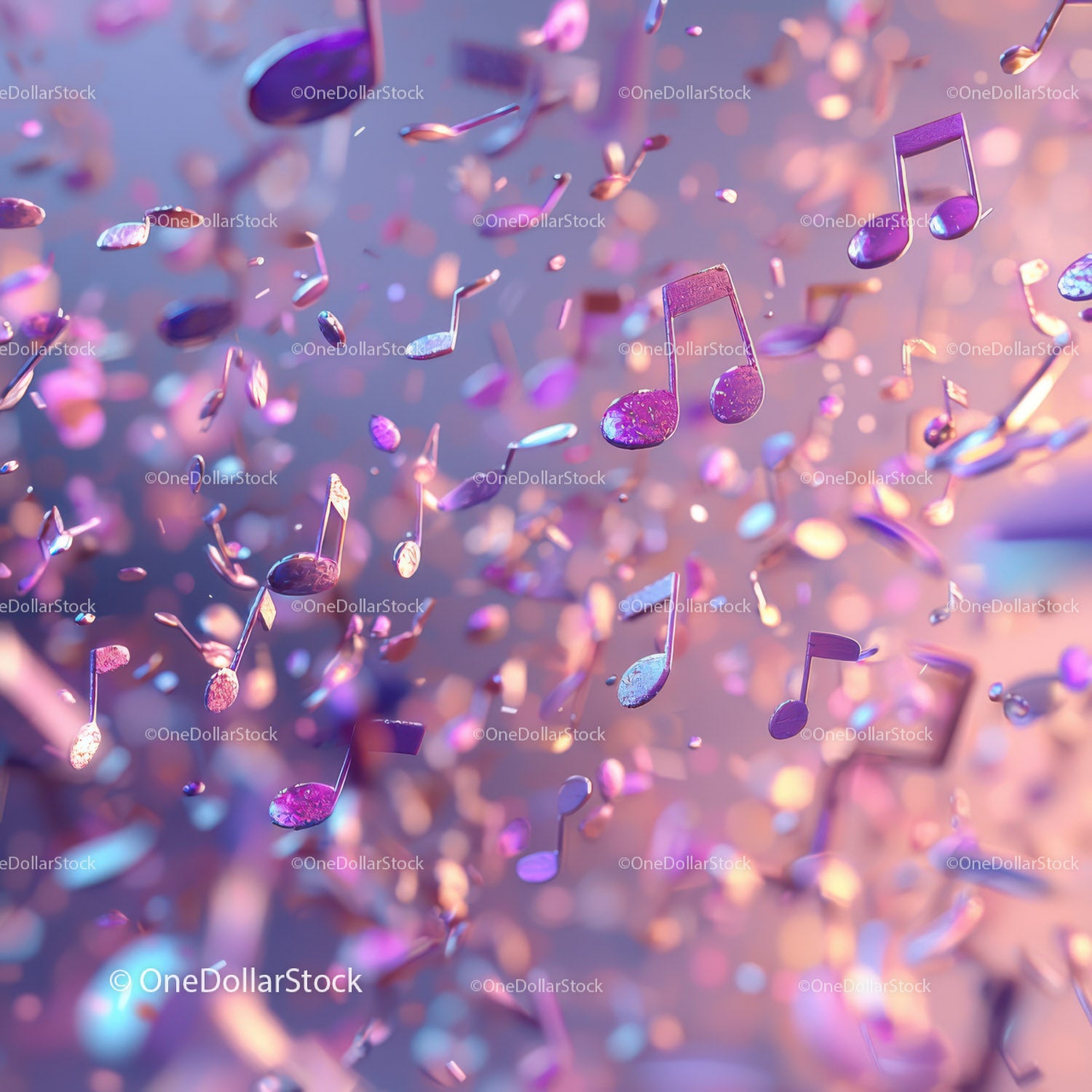 Colorful Floating Musical Notes in Vibrant Abstract Scene